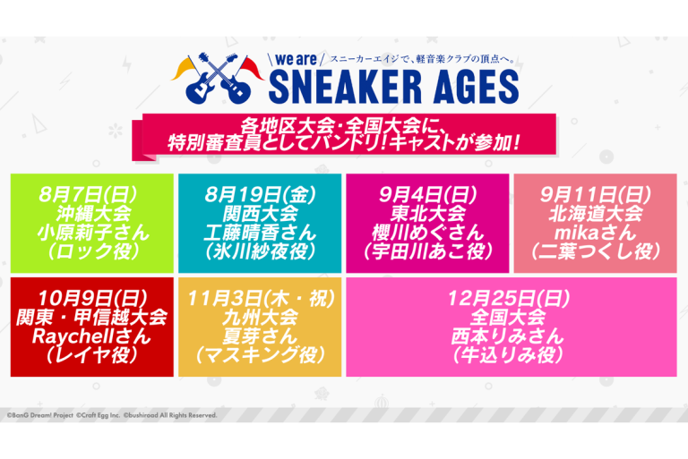 「スニーカーエイジ」各地区・全国大会へ特別審査員として参加するバンドリ！キャストを公開！